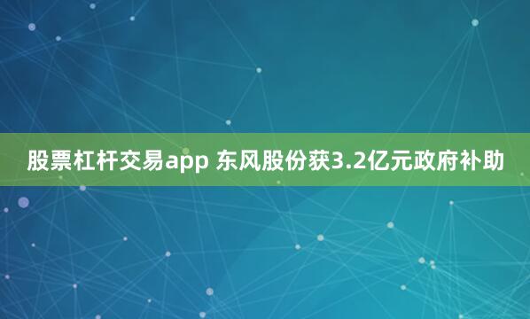 股票杠杆交易app 东风股份获3.2亿元政府补助