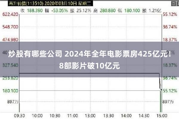 炒股有哪些公司 2024年全年电影票房425亿元！8部影片破10亿元