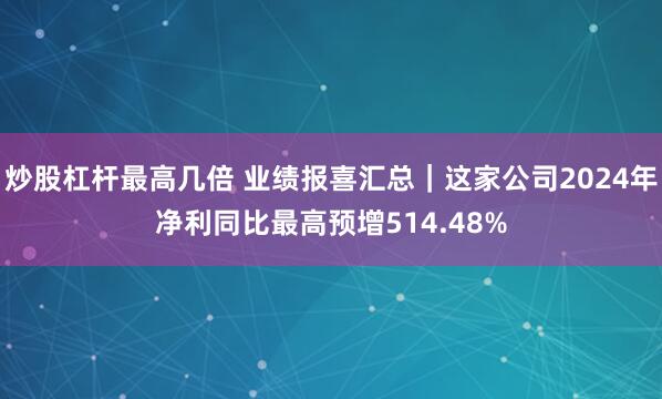 炒股杠杆最高几倍 业绩报喜汇总｜这家公司2024年净利同比最高预增514.48%